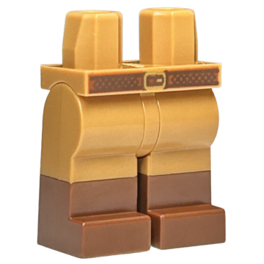 medium nougat hips and legs with molded reddish brown lower legs boots and printed dark orange and dark brown belt with gold buckle pattern