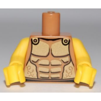 medium nougat torso armor with gold plated muscles outline pattern spartan yellow arms yellow hands