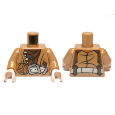 medium nougat torso lotr coat with brown shirt and belt with pouch pattern medium nougat arms light nougat hands