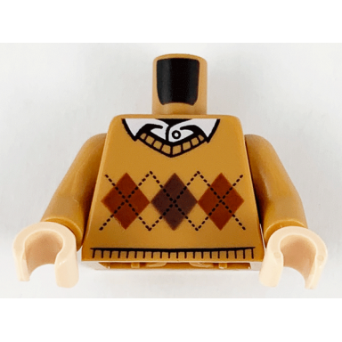 medium nougat torso knit argyle sweater with white shirt collar and button pattern medium nougat arms light nougat hands