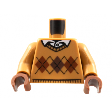 medium nougat torso knit argyle sweater with white shirt collar and button pattern medium nougat arms reddish brown hands