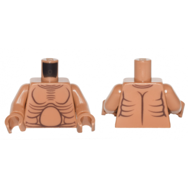 medium nougat torso bare chest with muscles outline and round stomach pattern medium nougat arms medium nougat hands