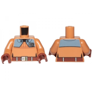 medium nougat torso sw rebel officer jacket dark bluish gray shoulder plates reddish brown belt pattern medium nougat arms reddish brown hands