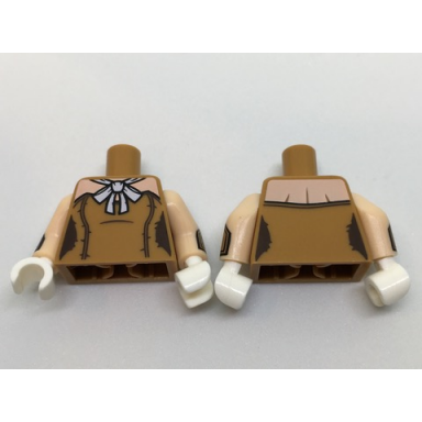 medium nougat torso batman female outline with light nougat shoulders and white bow pattern light nougat arms with button cuffs pattern white hands