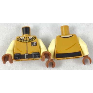 medium nougat torso sw general calrissian gold braid badge and black belt pattern tan arms reddish brown hands