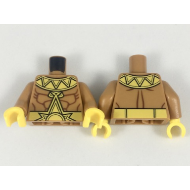 medium nougat torso muscular chest yellow zigzag collar and belt with large sunshine buckle pattern medium nougat arms yellow hands