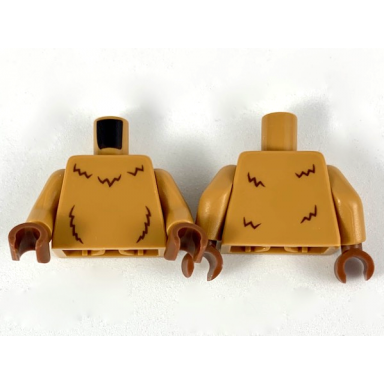 medium nougat torso with reddish brown fur lines pattern medium nougat arms reddish brown hands