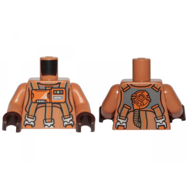 medium nougat torso sw jumpsuit with 3 gray and orange belts and front panel pattern medium nougat arms dark brown hands