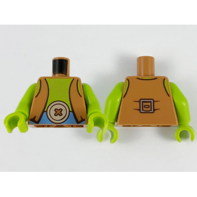 medium nougat torso vest lime chest medium blue belt with large tan button buckle pattern lime arms lime hands