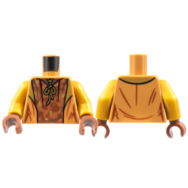 medium nougat torso jacket gold lapels and knot copper shirt reddish brown leaves pattern pearl gold arms reddish brown hands
