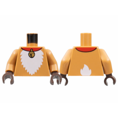medium nougat torso red collar with gold sleighbell white fur chest and tail pattern medium nougat arms dark brown hands