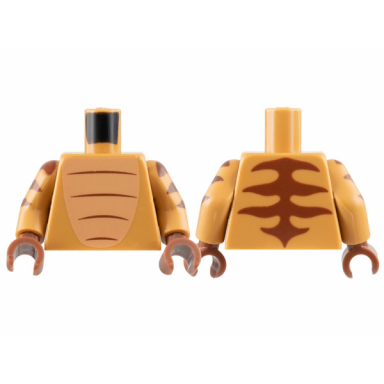 medium nougat torso nougat chest reddish brown stripes pattern medium nougat arms with reddish brown stripes pattern reddish brown hands