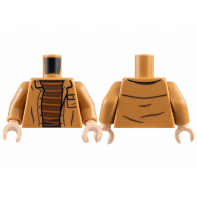 medium nougat torso shirt open with pocket over shirt with dark brown medium nougat and reddish brown stripes pattern medium nougat arms light nougat hands