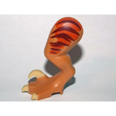 medium nougat dinosaur leg large rear raptor left with pin with tan claws and dark brown stripes over dark orange pattern