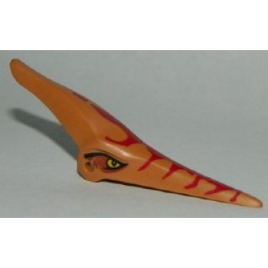 medium nougat dinosaur head pteranodon with eyes and dark red stripes pattern