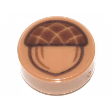 medium nougat tile round 1 x 1 with acorn pattern