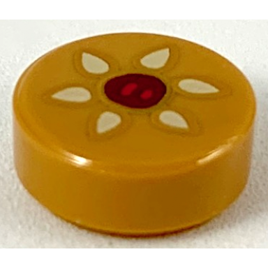 medium nougat tile round 1 x 1 with chinese almond cookie pattern
