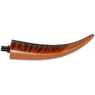 medium nougat dinosaur tail tyrannosaurus rex brachiosaurus with black rotation joint pin and dark orange top with dark brown stripes pattern