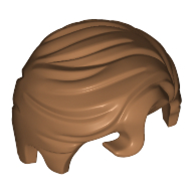 medium nougat minifigure hair swept right with front curl