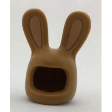 medium nougat minifigure headgear head cover costume bunny ears with dark tan auricles pattern