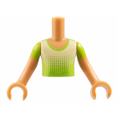 medium nougat torso mini doll boy lime shirt with dots fading to bright light yellow pattern medium nougat arms with hands with lime short sleeves