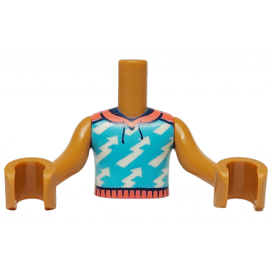 medium nougat torso mini doll boy medium azure hoodie vest with white lightning bolts coral hems and hood dark blue drawstrings pattern medium nougat arms with hands
