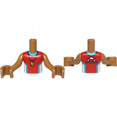 medium nougat torso mini doll boy red and white sleeveless wetsuit with medium azure trim yellow whistle life preserver on back pattern medium nougat arms with hands