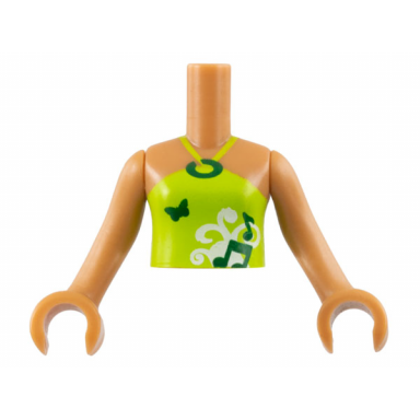 medium nougat torso mini doll girl lime halter neck top with music notes and butterfly pattern medium nougat arms with hands