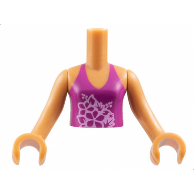 medium nougat torso mini doll girl magenta halter top with bright pink flowers pattern medium nougat arms with hands