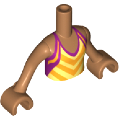 medium nougat torso mini doll girl tan halter top with bright light orange chevron stripe magenta trim pattern medium nougat arms with hands