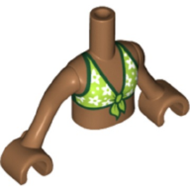 medium nougat torso mini doll girl lime bikini top with white flowers and dark green trim pattern medium nougat arms with hands