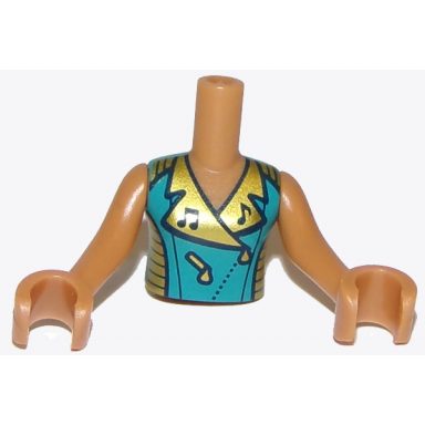 medium nougat torso mini doll girl dark turquoise top with gold collar and sides pattern medium nougat arms with hands