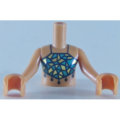 medium nougat torso mini doll girl dark turquoise and gold swimsuit top pattern medium nougat arms with hands