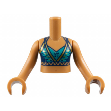medium nougat torso mini doll girl dark blue halter top with gold trim pattern medium nougat arms with hands