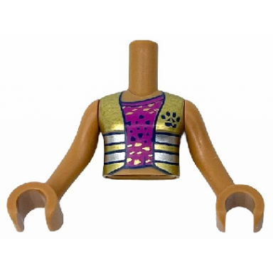 medium nougat torso mini doll girl magenta top with spots gold vest with silver stripes pattern medium nougat arms with hands