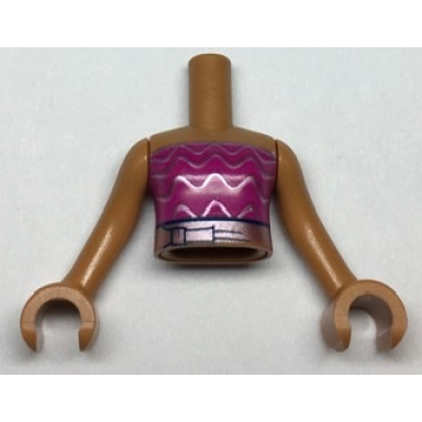 medium nougat torso mini doll girl magenta strapless top and metallic pink belt and waves pattern medium nougat arms with hands