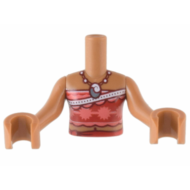 medium nougat torso mini doll girl red and coral strapless top white stripe and beaded necklace with metallic light blue pendant tied sash belt pattern medium nougat arms with hands