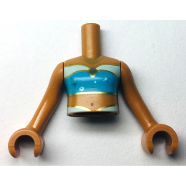 medium nougat torso mini doll girl medium azure and light aqua tube top with sparkles navel and gold necklace pattern medium nougat arms with hands
