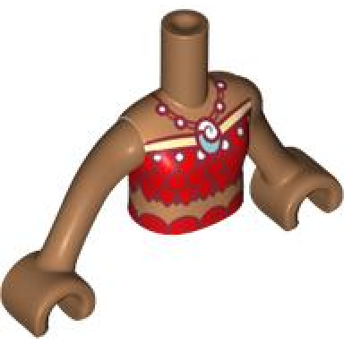 medium nougat torso mini doll girl red and tan top with feathers metallic light blue and white pendant necklace pattern medium nougat arms with hands