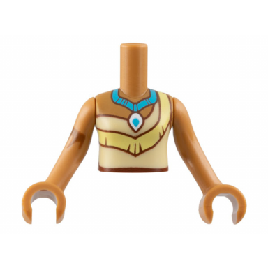 medium nougat torso mini doll girl tan buckskin dress medium azure necklace pattern medium nougat arm with hand left medium nougat arm with hand with tattoo right