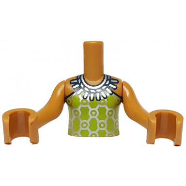 medium nougat torso mini doll girl lime halter top with silver necklace geometric circles and diamonds pattern medium nougat arms with hands