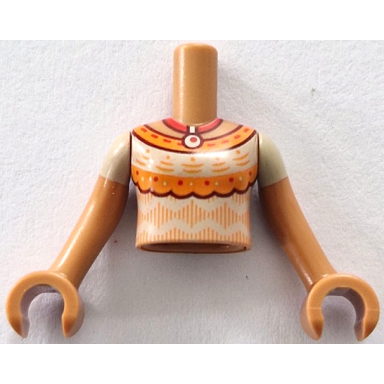 medium nougat torso mini doll girl tan blouse with orange collar and stripes red pendant necklace pattern medium nougat arms with hands with tan short sleeves