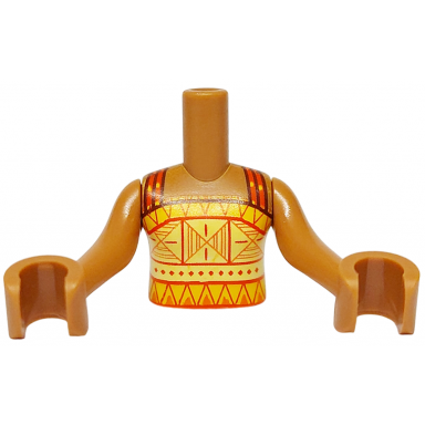 medium nougat torso mini doll girl yellow and bright light yellow halter top with orange straps and triangles pattern medium nougat arms with hands
