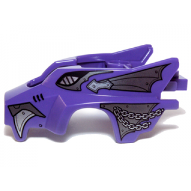 dark purple flywheel fairing wolf shape with silver scaled armor chains and fangs pattern