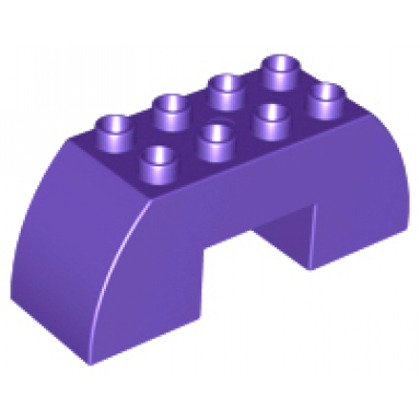 dark purple duplo brick 2 x 6 x 2 slope curved double with 2 x 2 cutout on bottom