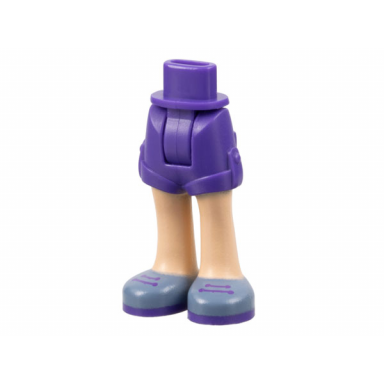 dark purple mini doll hips and shorts with light nougat legs and sand blue shoes with dark purple soles and laces pattern - thick hinge