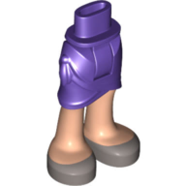 dark purple mini doll hips and skirt wrap with light nougat legs and silver shoes pattern - thick hinge