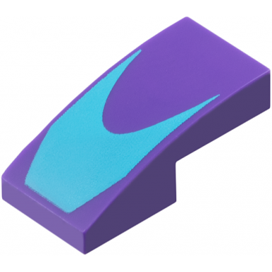 dark purple slope curved 2 x 1 x 2 3 with medium azure chevron pattern