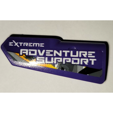 dark purple technic panel fairing 22 very small smooth side a with white extreme adventure support and geometric stripe pattern sticker - set 42069