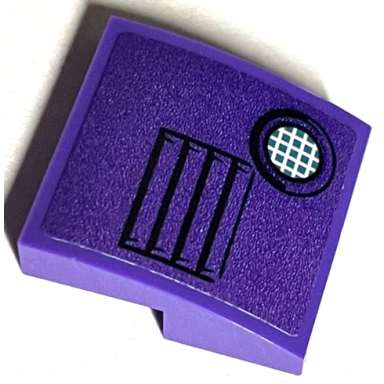 dark purple slope curved 2 x 2 x 2 3 with black air vent headlight pattern sticker - set 75957